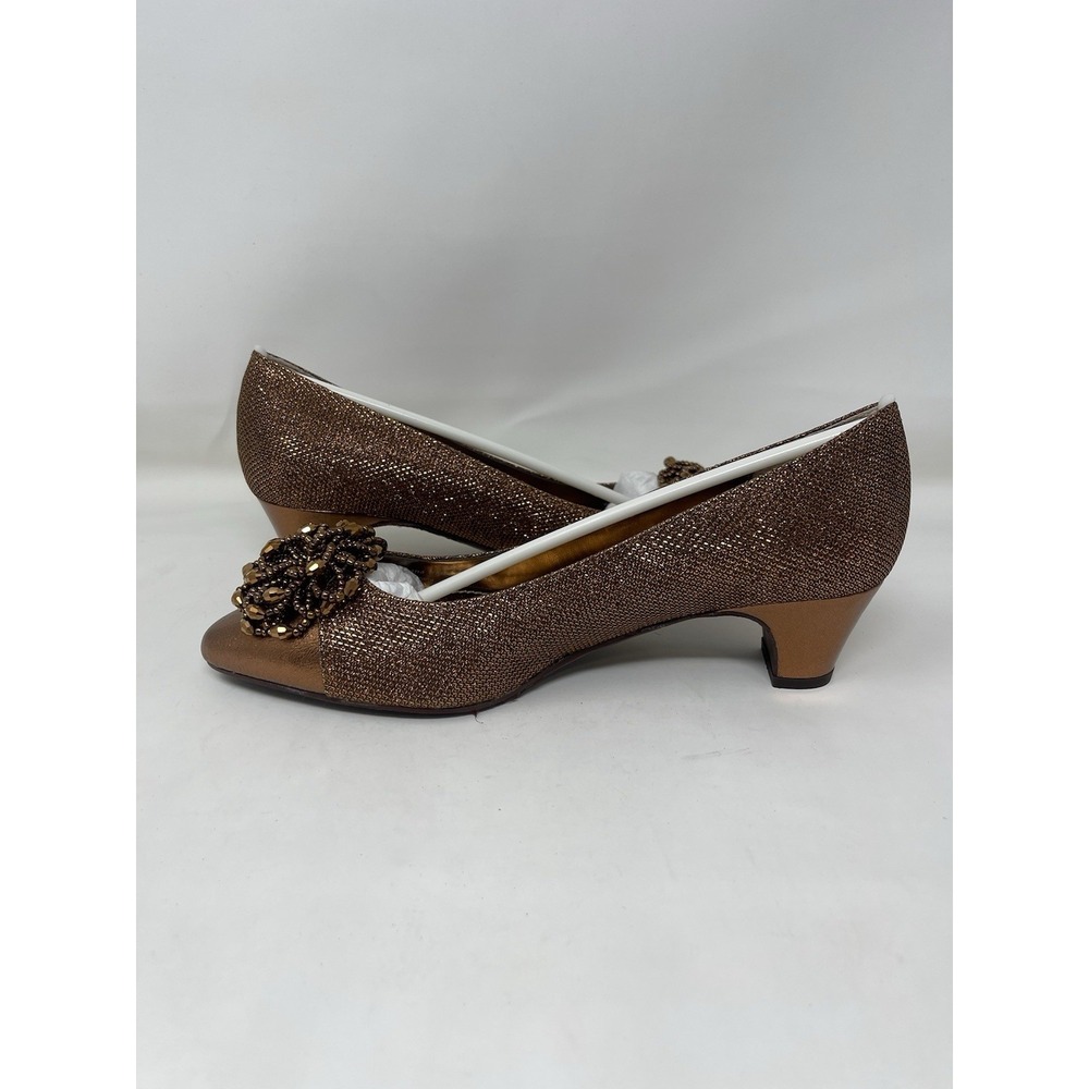 J. Renee Women's Size 8 Glam Copper Amber Beaded Low Heel Pumps Dressy (NWOT) - Picture 6 of 8